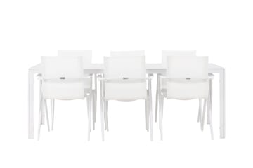 Break Spisegruppe 205 cm + 6 stk Alling Spisestoler Hvit - Hagemøbler & utemiljø - Hagegruppe - Spisegrupper hage