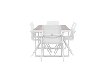 Merlo Spisegruppe 200 cm + 6 stk Alling Spisestoler Hvit - Hagemøbler & utemiljø - Hagegruppe - Spisegrupper hage