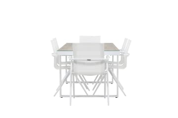Merlo Spisegruppe 200 cm + 6 stk Alling Spisestoler Hvit - Hagemøbler & utemiljø - Hagegruppe - Spisegrupper hage