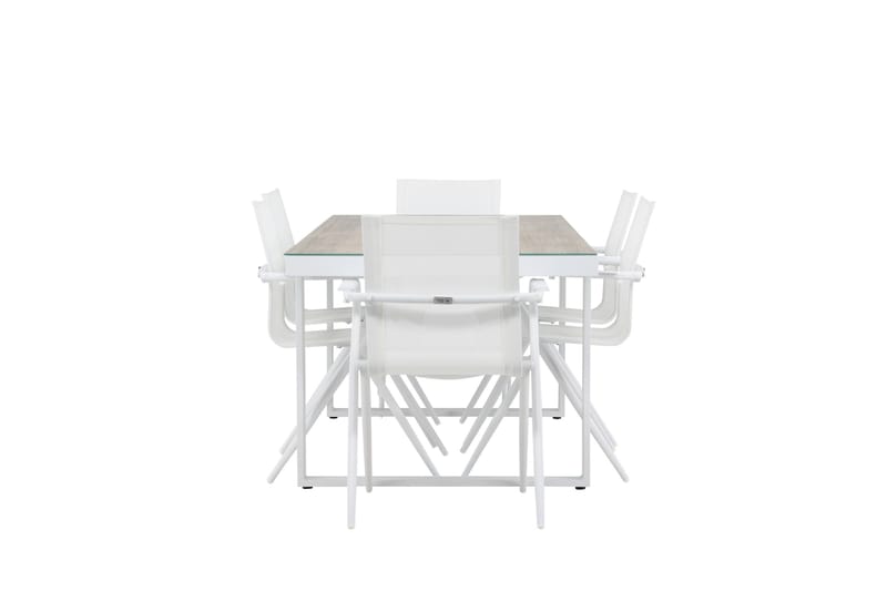Merlo Spisegruppe 200 cm + 6 stk Alling Spisestoler Hvit - Hagemøbler & utemiljø - Hagegruppe - Spisegrupper hage