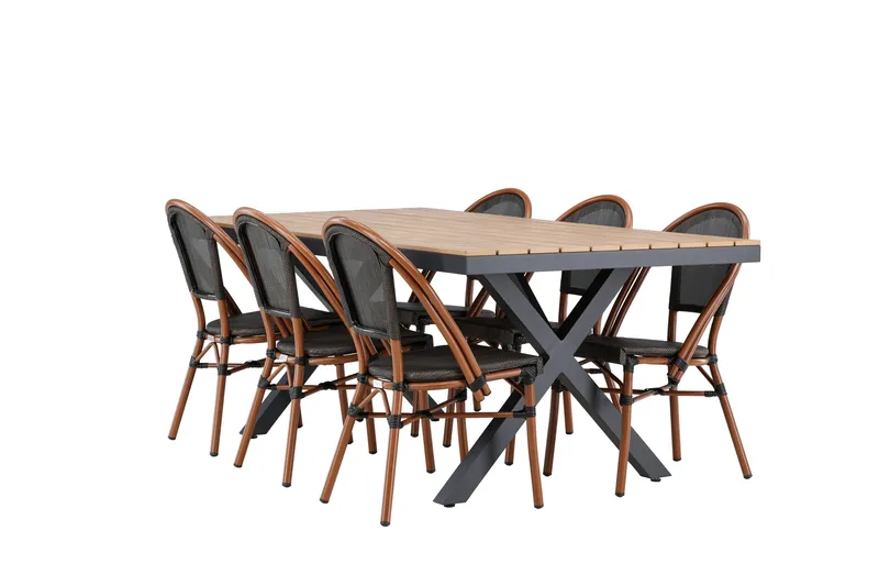 Garcia Spisegruppe 200 cm + 6 stk Guarda Spisestoler Svart - Hagemøbler & utemiljø - Hagegruppe - Spisegrupper hage