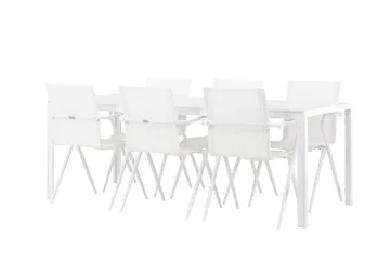 Break Spisegruppe 205 cm + 6 stk Alling Spisestoler Hvit - Hagemøbler & utemiljø - Hagegruppe - Spisegrupper hage