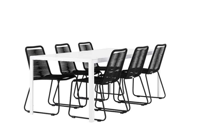 Break Spisegruppe 205 cm + 6 stk Linero Spisestoler Svart/Hvit - Hagemøbler & utemiljø - Hagegruppe - Spisegrupper hage