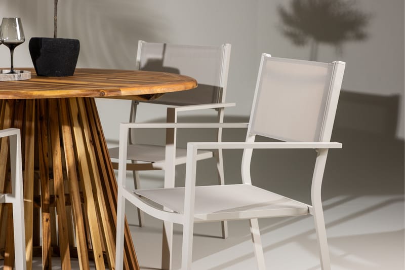 Lumpur Spisegruppe Rund 120 cm + 4 stk Copacabana Spisestoler Beige - Hagemøbler & utemiljø - Hagegruppe - Spisegrupper hage