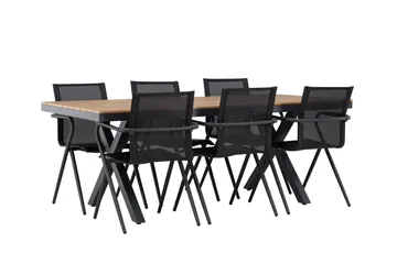 Garcia Spisegruppe 200 cm + 6 stk Alling Spisestoler Svart - Hagemøbler & utemiljø - Hagegruppe - Spisegrupper hage