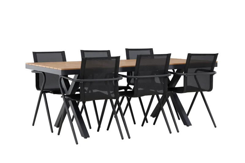 Garcia Spisegruppe 200 cm + 6 stk Alling Spisestoler Svart - Hagemøbler & utemiljø - Hagegruppe - Spisegrupper hage