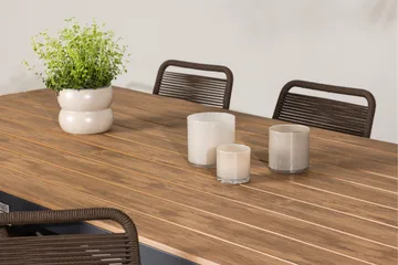 Garcia Spisegruppe 200 cm + 6 stk Lindos Spisestoler Brun/Svart - Hagemøbler & utemiljø - Hagegruppe - Spisegrupper hage