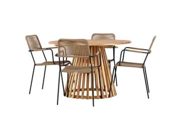 Lumpur Spisegruppe Rund 120 cm + 4 stk Hochanas Spisestoler Svart - Hagemøbler & utemiljø - Hagegruppe - Spisegrupper hage