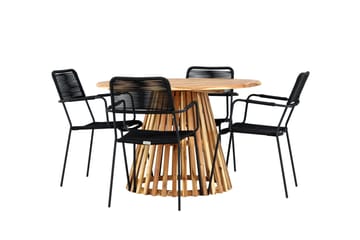 Lumpur Spisegruppe Rund 120 cm + 4 stk Hochanas Spisestoler Svart/Brun - Hagemøbler & utemiljø - Hagegruppe - Spisegrupper hage
