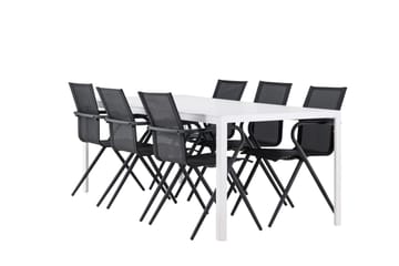 Break Spisegruppe 205 cm + 6 stk Alling Spisestoler Svart/Hvit - Hagemøbler & utemiljø - Hagegruppe - Spisegrupper hage
