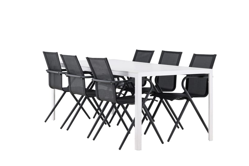 Break Spisegruppe 205 cm + 6 stk Alling Spisestoler Svart/Hvit - Hagemøbler & utemiljø - Hagegruppe - Spisegrupper hage