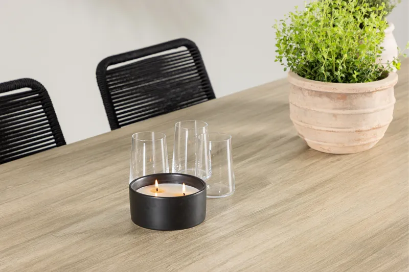 Merlo Spisegruppe 200 cm + 6 stk Hochanas Spisestoler Svart/Brun - Hagemøbler & utemiljø - Hagegruppe - Spisegrupper hage