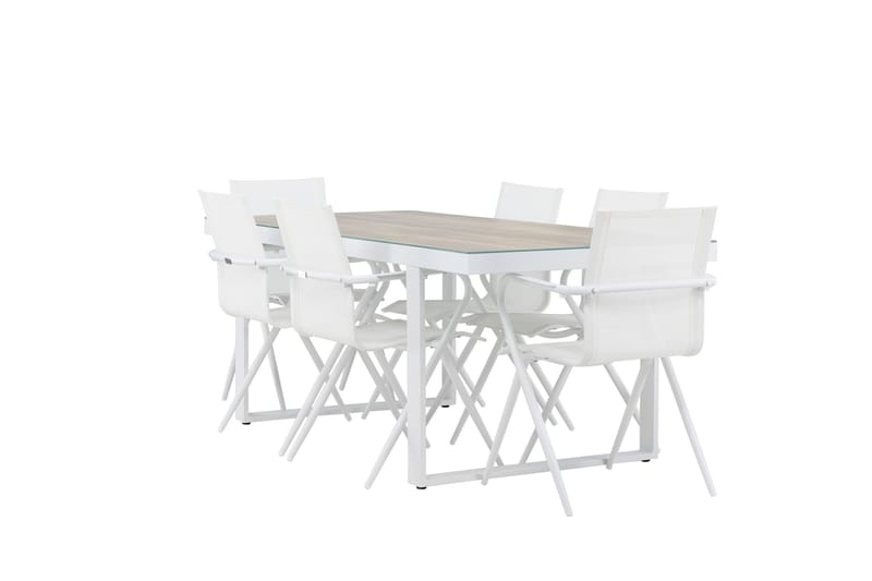 Merlo Spisegruppe 200 cm + 6 stk Alling Spisestoler Hvit - Hagemøbler & utemiljø - Hagegruppe - Spisegrupper hage