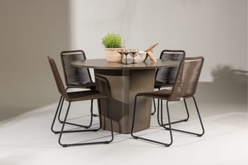 Santa Fe Spisegruppe Rund 120 cm + 4 stk Lindos Spisestoler Brun - Hagemøbler & utemiljø - Hagegruppe - Spisegrupper hage