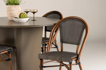 Santa Fe Spisegruppe Rund 120 cm + 4 stk Guarda Spisestoler Svart/Brun - Hagemøbler & utemiljø - Hagegruppe - Spisegrupper hage