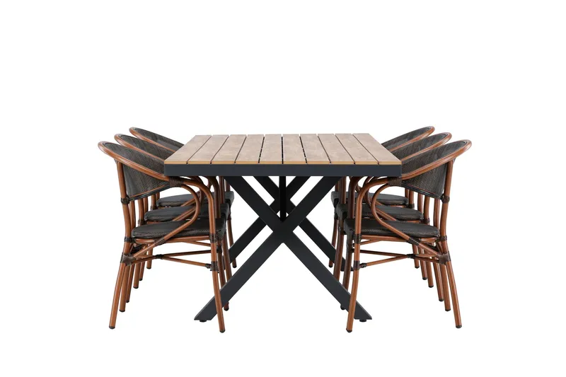 Garcia Spisegruppe 200 cm + 6 stk Vila Spisestoler Svart - Hagemøbler & utemiljø - Hagegruppe - Spisegrupper hage