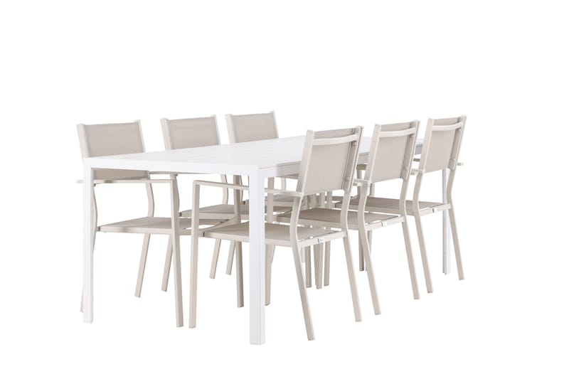 Break Spisegruppe 205 cm + 6 stk Copacabana Spisestoler Beige/Hvit - Hagemøbler & utemiljø - Hagegruppe - Spisegrupper hage