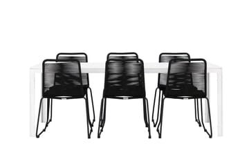 Break Spisegruppe 205 cm + 6 stk Linero Spisestoler Svart/Hvit - Hagemøbler & utemiljø - Hagegruppe - Spisegrupper hage