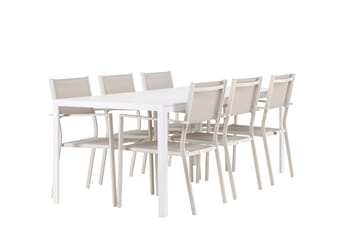 Break Spisegruppe 205 cm + 6 stk Copacabana Spisestoler Beige/Hvit - Hagemøbler & utemiljø - Hagegruppe - Spisegrupper hage
