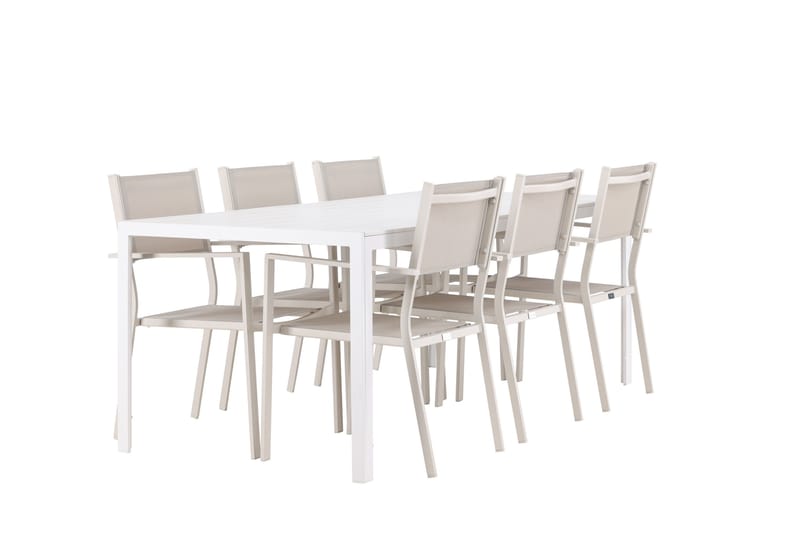Break Spisegruppe 205 cm + 6 stk Copacabana Spisestoler Beige/Hvit - Hagemøbler & utemiljø - Hagegruppe - Spisegrupper hage