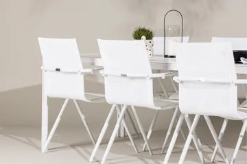 Break Spisegruppe 205 cm + 6 stk Alling Spisestoler Hvit - Hagemøbler & utemiljø - Hagegruppe - Spisegrupper hage