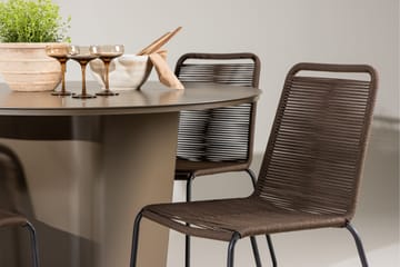 Santa Fe Spisegruppe Rund 120 cm + 4 stk Lindos Spisestoler Brun - Hagemøbler & utemiljø - Hagegruppe - Spisegrupper hage