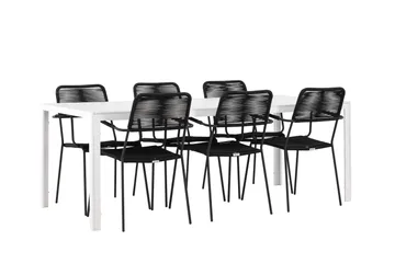 Break Spisegruppe 205 cm + 6 stk Hochanas Spisestoler Svart/Brun - Hagemøbler & utemiljø - Hagegruppe - Spisegrupper hage