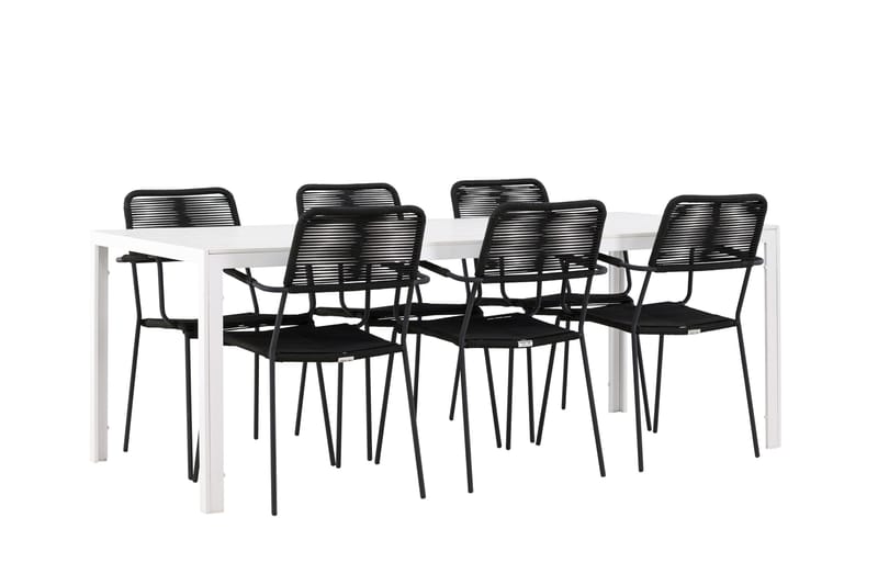 Break Spisegruppe 205 cm + 6 stk Hochanas Spisestoler Svart/Brun - Hagemøbler & utemiljø - Hagegruppe - Spisegrupper hage