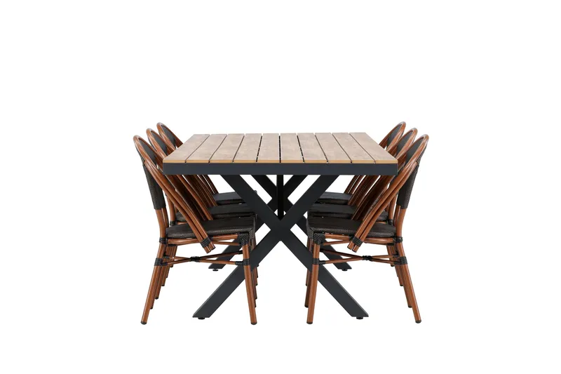 Garcia Spisegruppe 200 cm + 6 stk Guarda Spisestoler Svart - Hagemøbler & utemiljø - Hagegruppe - Spisegrupper hage