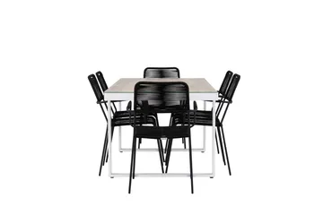 Merlo Spisegruppe 200 cm + 6 stk Hochanas Spisestoler Svart/Brun - Hagemøbler & utemiljø - Hagegruppe - Spisegrupper hage