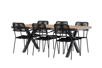 Garcia Spisegruppe 200 cm + 6 stk Hochanas Spisestoler Svart/Brun - Hagemøbler & utemiljø - Hagegruppe - Spisegrupper hage