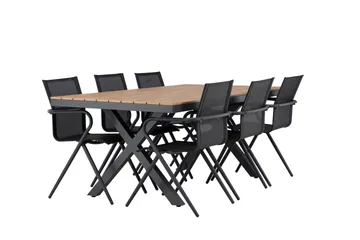 Garcia Spisegruppe 200 cm + 6 stk Alling Spisestoler Svart - Hagemøbler & utemiljø - Hagegruppe - Spisegrupper hage