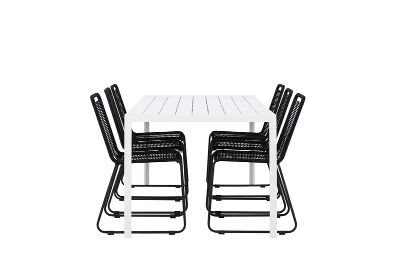 Break Spisegruppe 205 cm + 6 stk Linero Spisestoler Svart/Hvit - Hagemøbler & utemiljø - Hagegruppe - Spisegrupper hage