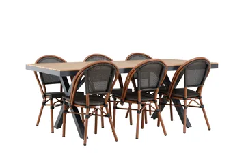 Garcia Spisegruppe 200 cm + 6 stk Guarda Spisestoler Svart - Hagemøbler & utemiljø - Hagegruppe - Spisegrupper hage