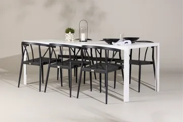 Break Spisegruppe 205 cm + 6 stk Stina Spisestoler Svart/Hvit - Hagemøbler & utemiljø - Hagegruppe - Spisegrupper hage