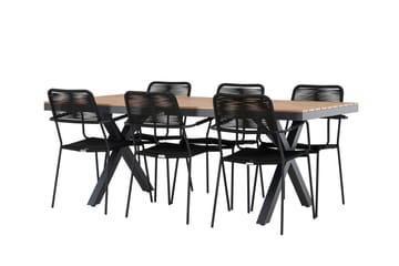 Garcia Spisegruppe 200 cm + 6 stk Hochanas Spisestoler Svart/Brun - Hagemøbler & utemiljø - Hagegruppe - Spisegrupper hage