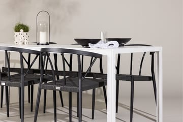 Break Spisegruppe 205 cm + 6 stk Stina Spisestoler Svart/Hvit - Hagemøbler & utemiljø - Hagegruppe - Spisegrupper hage