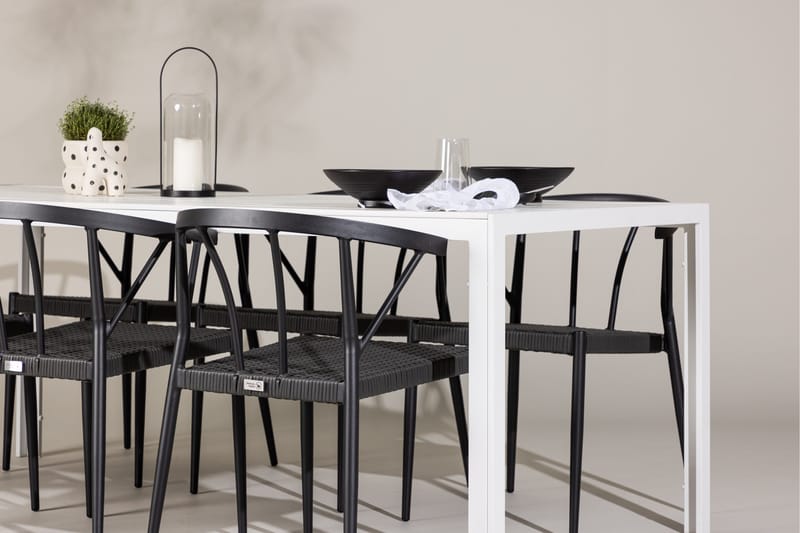 Break Spisegruppe 205 cm + 6 stk Stina Spisestoler Svart/Hvit - Hagemøbler & utemiljø - Hagegruppe - Spisegrupper hage