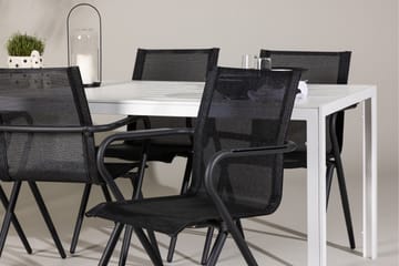 Break Spisegruppe 205 cm + 6 stk Alling Spisestoler Svart/Hvit - Hagemøbler & utemiljø - Hagegruppe - Spisegrupper hage