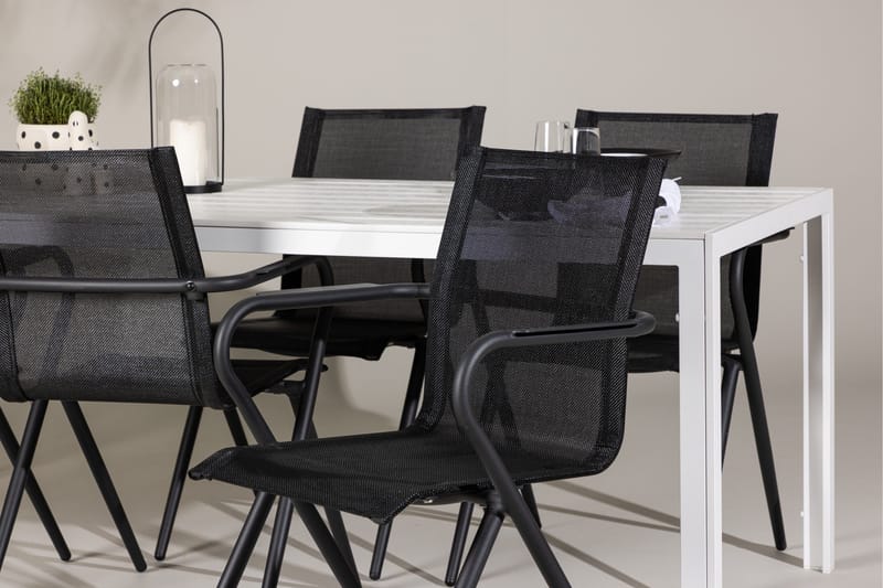 Break Spisegruppe 205 cm + 6 stk Alling Spisestoler Svart/Hvit - Hagemøbler & utemiljø - Hagegruppe - Spisegrupper hage