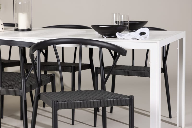 Break Spisegruppe 205 cm + 6 stk Stina Spisestoler Svart/Hvit - Hagemøbler & utemiljø - Hagegruppe - Spisegrupper hage