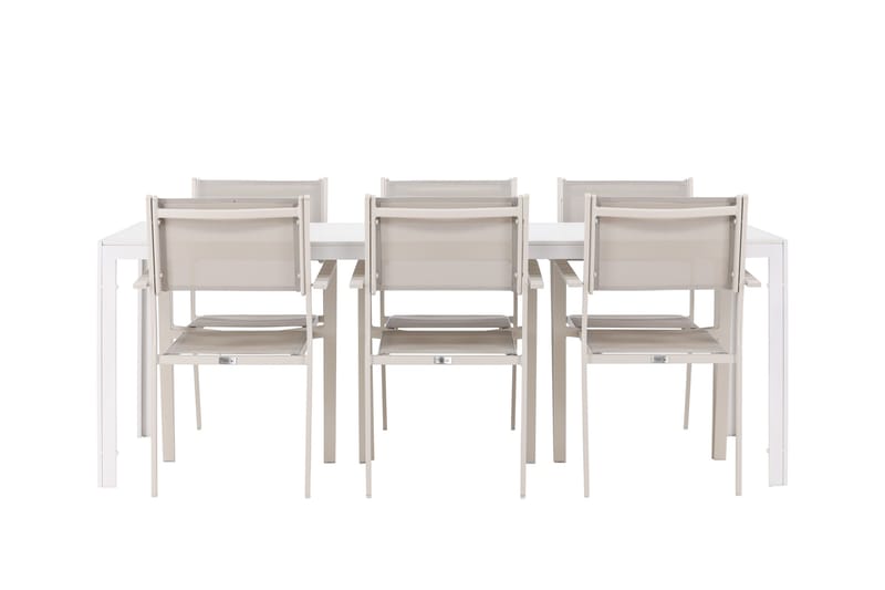 Break Spisegruppe 205 cm + 6 stk Copacabana Spisestoler Beige/Hvit - Hagemøbler & utemiljø - Hagegruppe - Spisegrupper hage