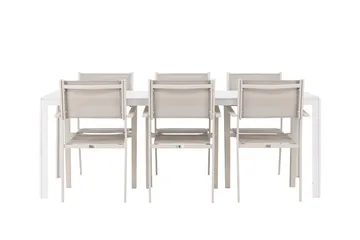 Break Spisegruppe 205 cm + 6 stk Copacabana Spisestoler Beige/Hvit - Hagemøbler & utemiljø - Hagegruppe - Spisegrupper hage