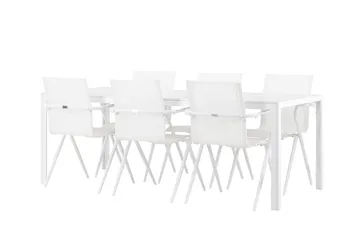 Break Spisegruppe 205 cm + 6 stk Alling Spisestoler Hvit - Hagemøbler & utemiljø - Hagegruppe - Spisegrupper hage