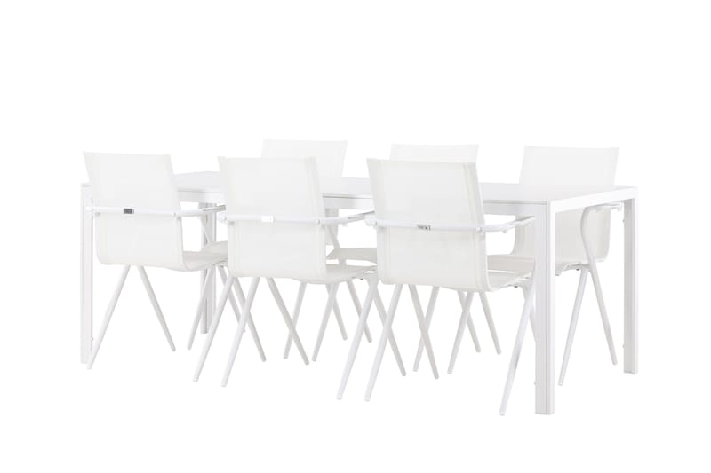Break Spisegruppe 205 cm + 6 stk Alling Spisestoler Hvit