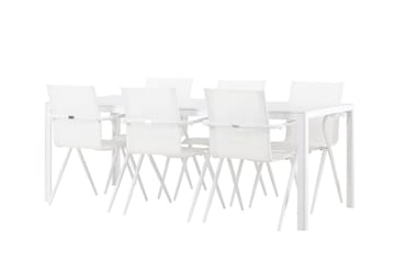 Break Spisegruppe 205 cm + 6 stk Alling Spisestoler Hvit - Hagemøbler & utemiljø - Hagegruppe - Spisegrupper hage