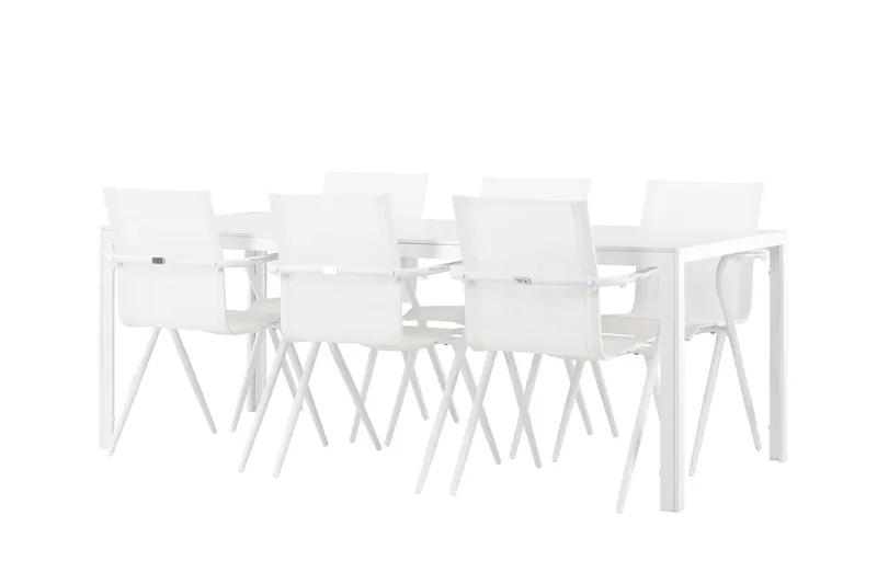 Break Spisegruppe 205 cm + 6 stk Alling Spisestoler Hvit