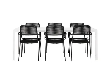 Break Spisegruppe 205 cm + 6 stk Hochanas Spisestoler Svart/Brun - Hagemøbler & utemiljø - Hagegruppe - Spisegrupper hage