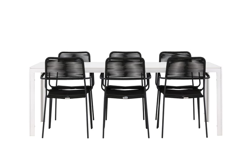 Break Spisegruppe 205 cm + 6 stk Hochanas Spisestoler Svart/Brun - Hagemøbler & utemiljø - Hagegruppe - Spisegrupper hage