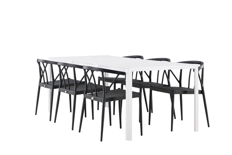 Break Spisegruppe 205 cm + 6 stk Stina Spisestoler Svart/Hvit - Hagemøbler & utemiljø - Hagegruppe - Spisegrupper hage